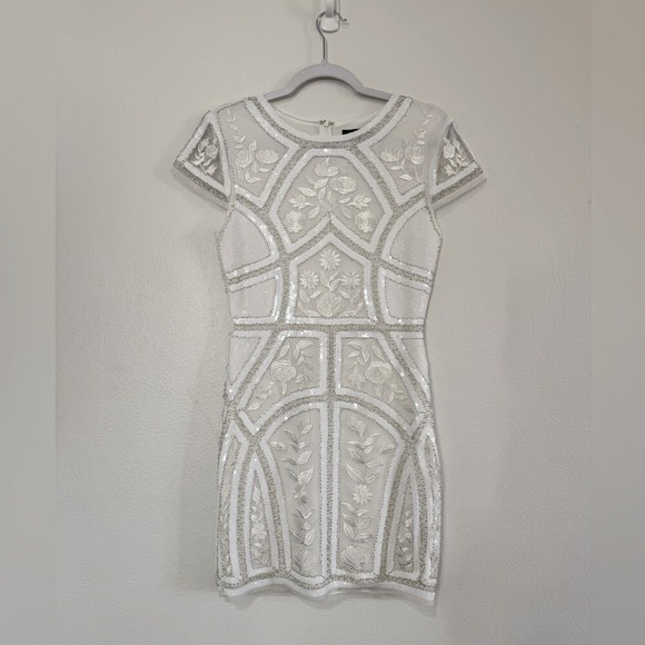 Lulus Dresses & Skirts - Lulus White Sequin Beaded Embroidered Bodycon Mini Dress Size‎ Small (730)